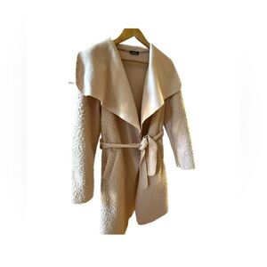 Boohoo Soft Pink Belted Shawl Collar Coat